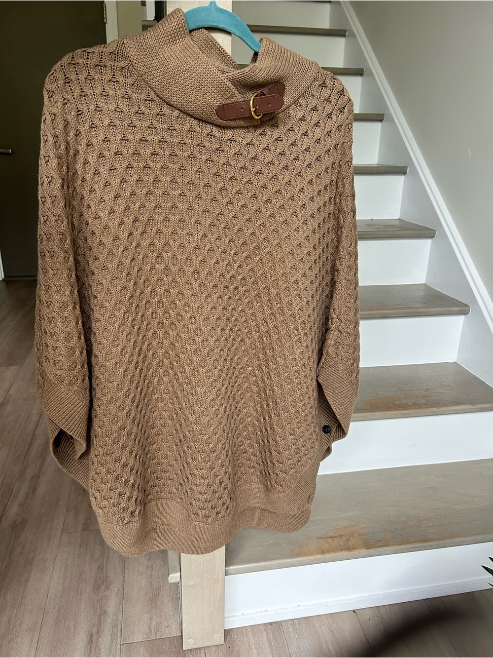 Banana Republic Brown Turtleneck Buckle Poncho Sweater